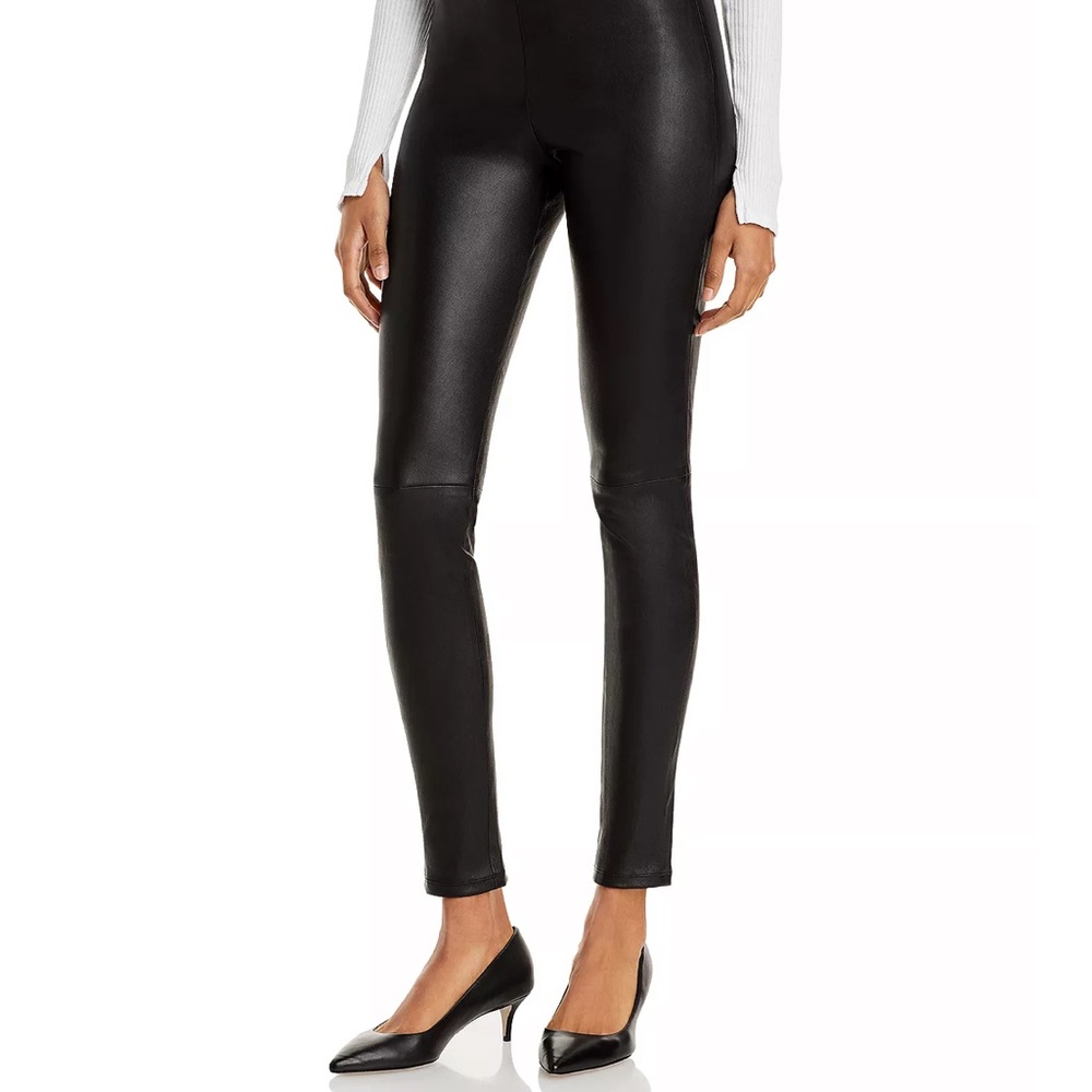 VINCE Lamb Leather Leggings with Ankle Zip